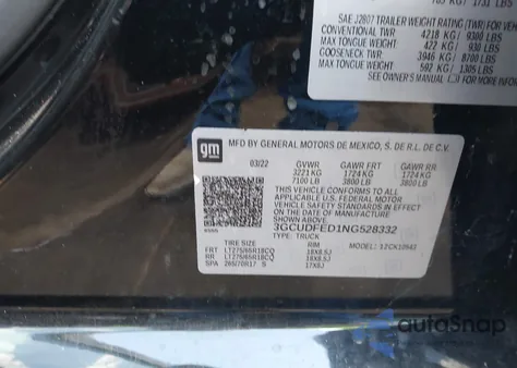 2022 Chevrolet Silverado 1500 4Wd Short Bed Lt Trail Boss from USA, damaged, VIN 3GCUDFED1NG528332